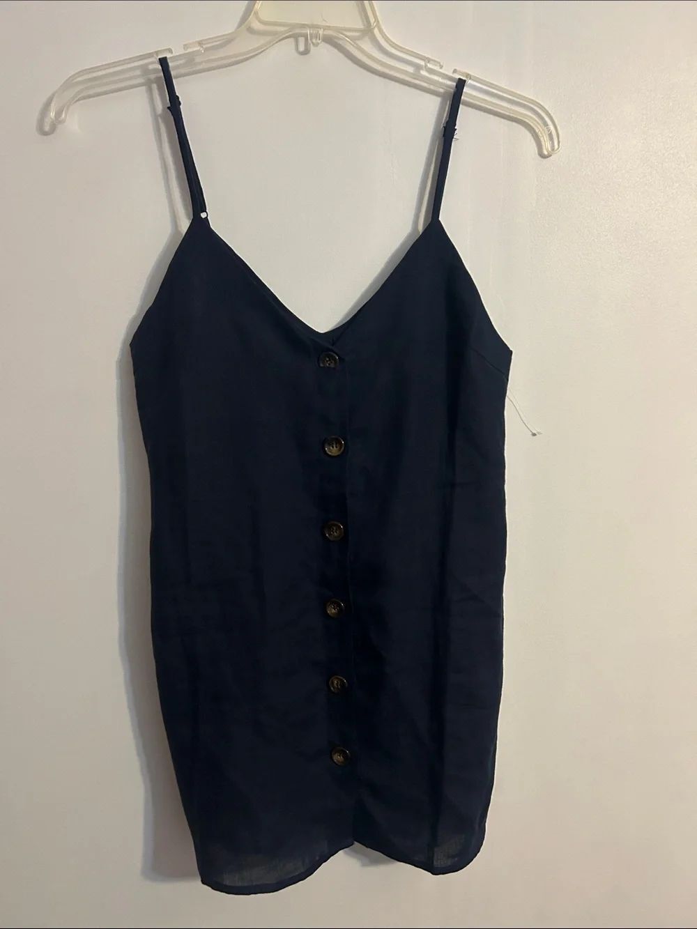 Olivaceous Navy Button-Front Cami Dress